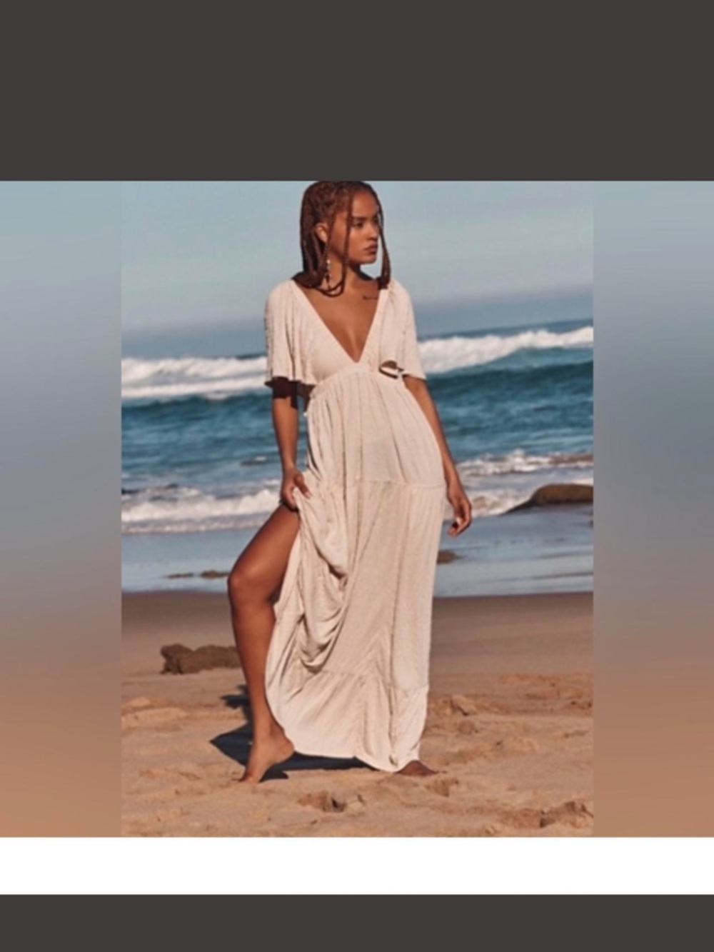 Free People cream V-Neck Maxi Dress